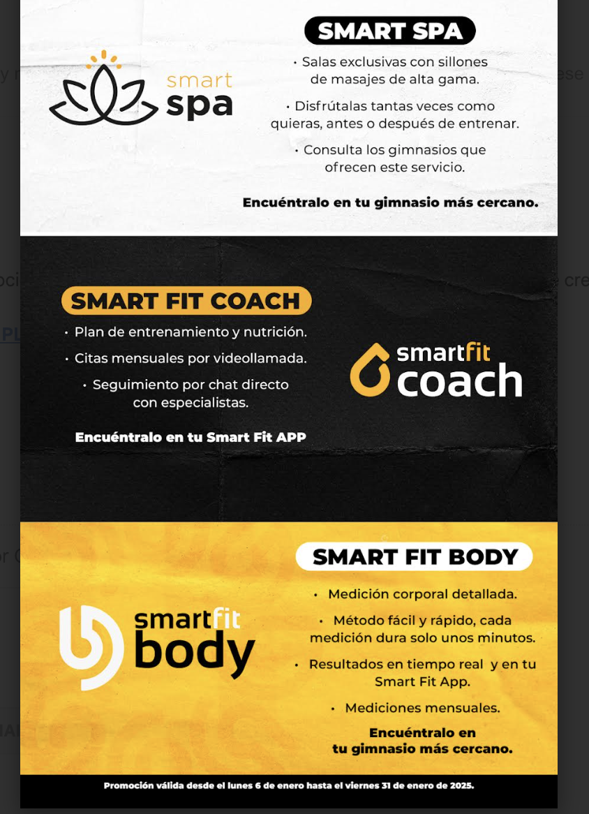 Detalles de los productos complementarios: Smart Spa, Smart Fit Coach y Smart Fit Body